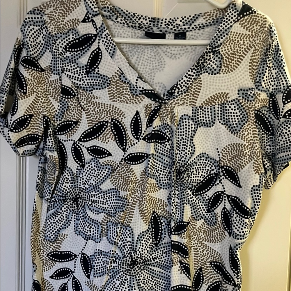 Blue and Tan Blouse